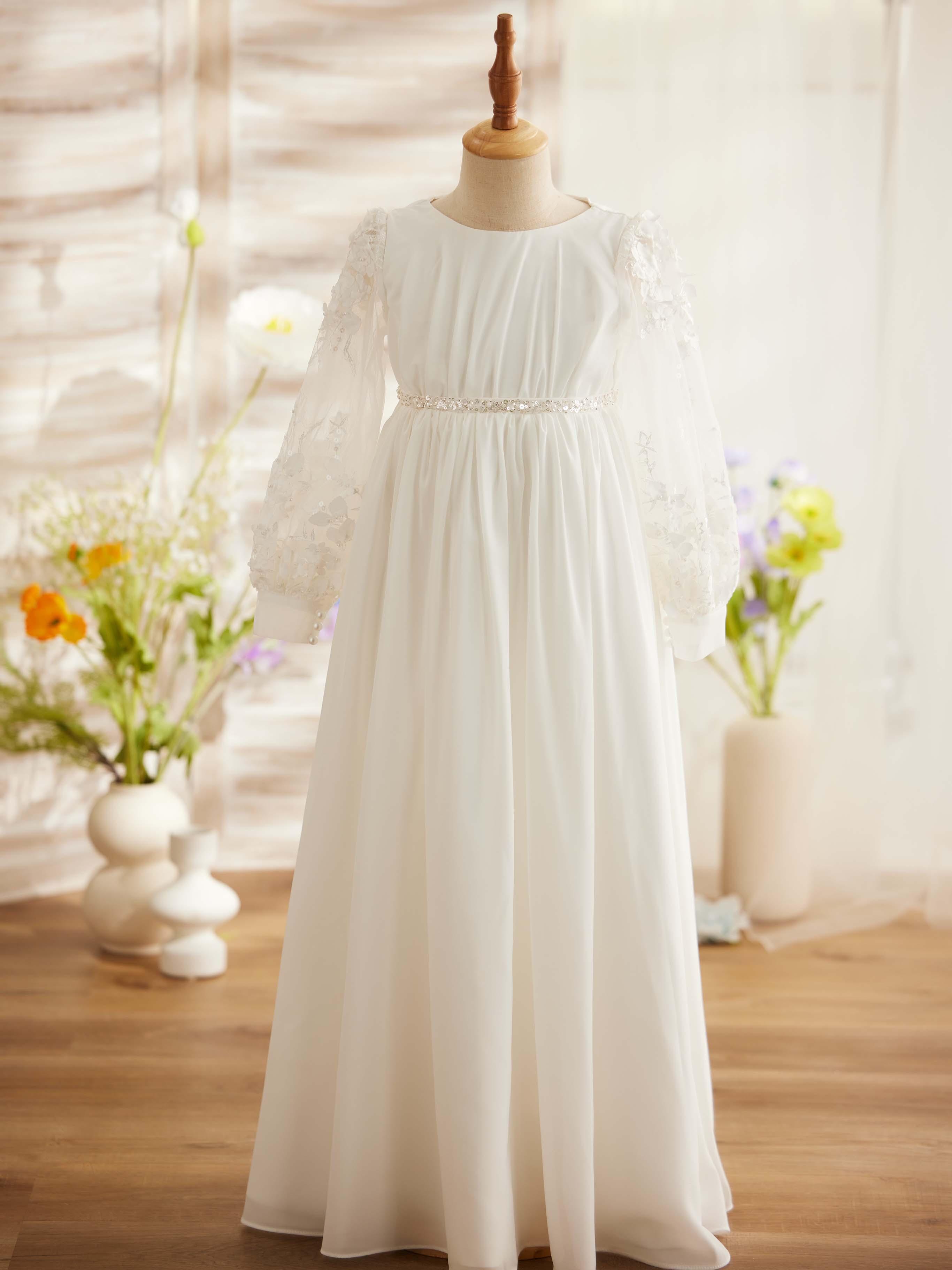 LalaMira The Orla Long Sleeve Flower Girl Dress & First Communion Gown Ivory / 4T LalaMira The Orla Long Sleeve Flower Girl Dress & First Communion Gown Ivory / 4T