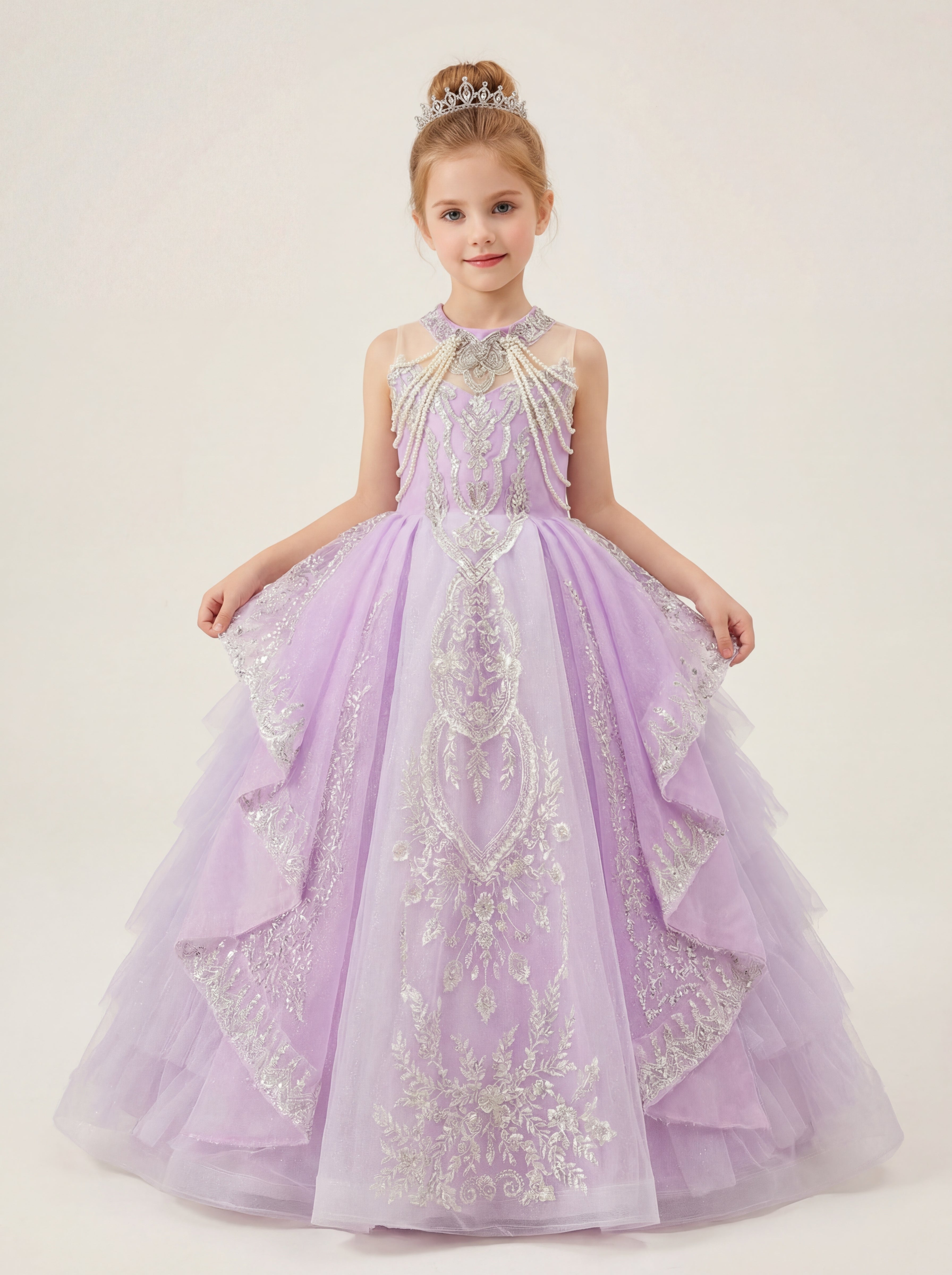 strapless open back dress The Juliet Lavender Pearl Pageant Gown