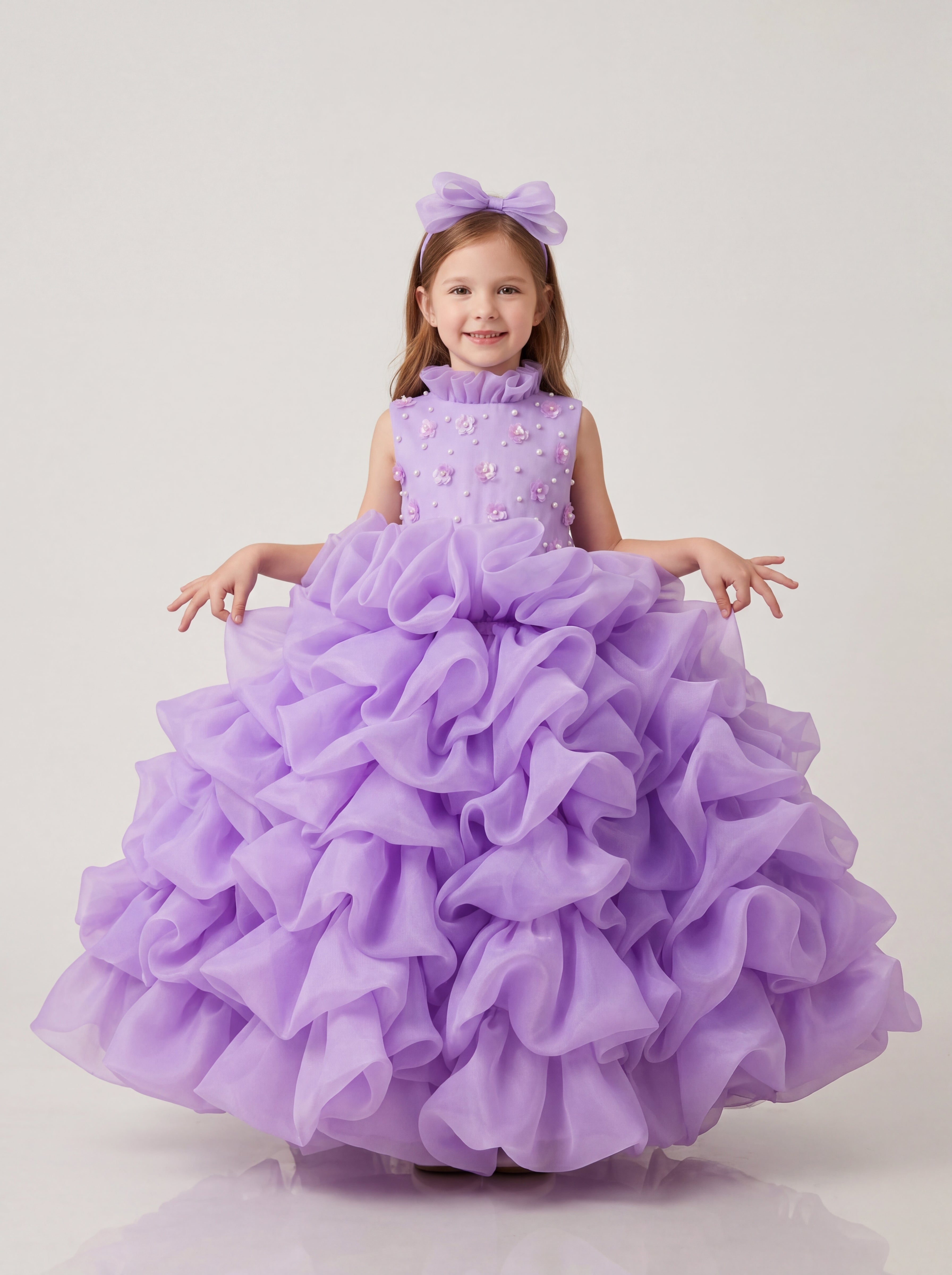LaLaMira The Scarlet - Lavender Ruffled Girls Dress
