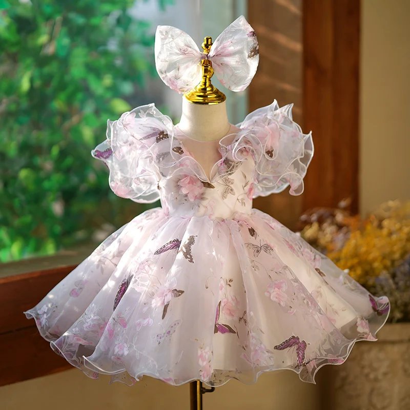 butterfly jersey tutu dress LaLaMira The Mariposa - Girls Floral Organza Party butterfly theme dress for baby girl