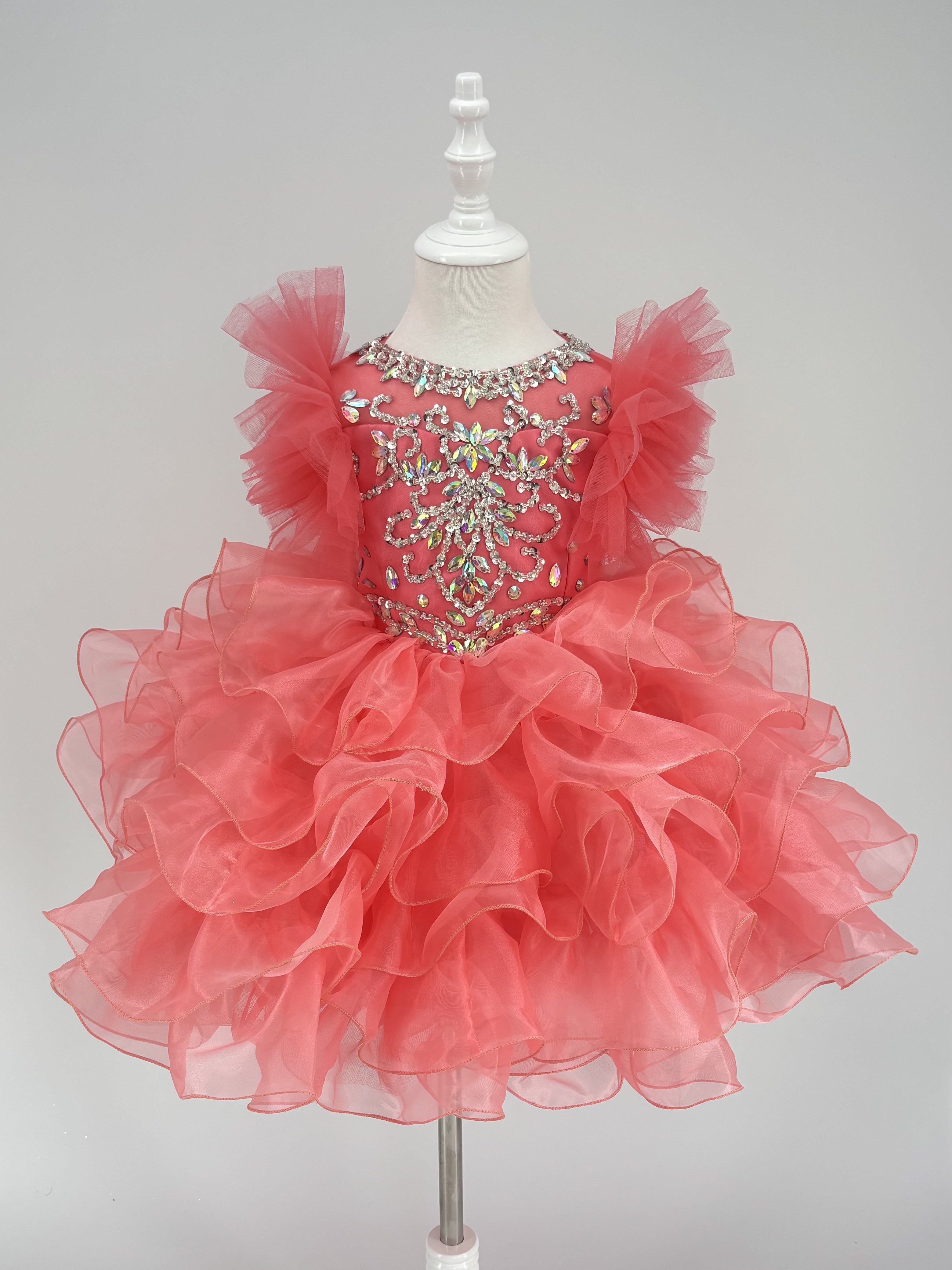 LalaMira Sleeveless Knee-length Toddler Pageant Dress 228571 Coral Pink / 12M LalaMira Sleeveless Knee-length Toddler Pageant Dress 228571 Coral Pink / 12M