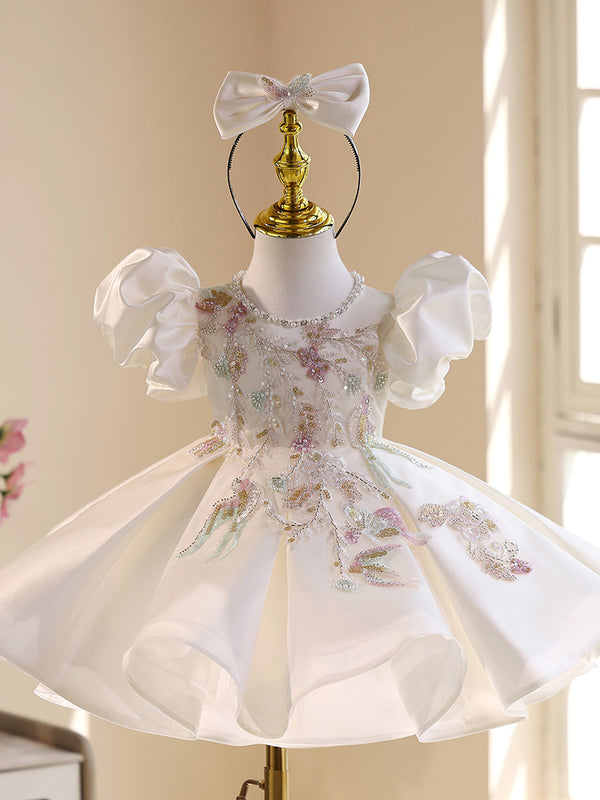 Short Sleeves Knee-length Baby First Birthday Dress