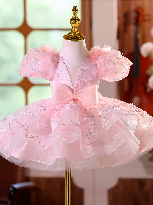Short Sleeves Knee-length Baby First Birthday Dress