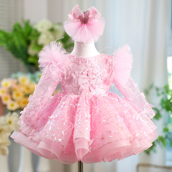 Long Sleeves Knee-length Girl Birthday Dress