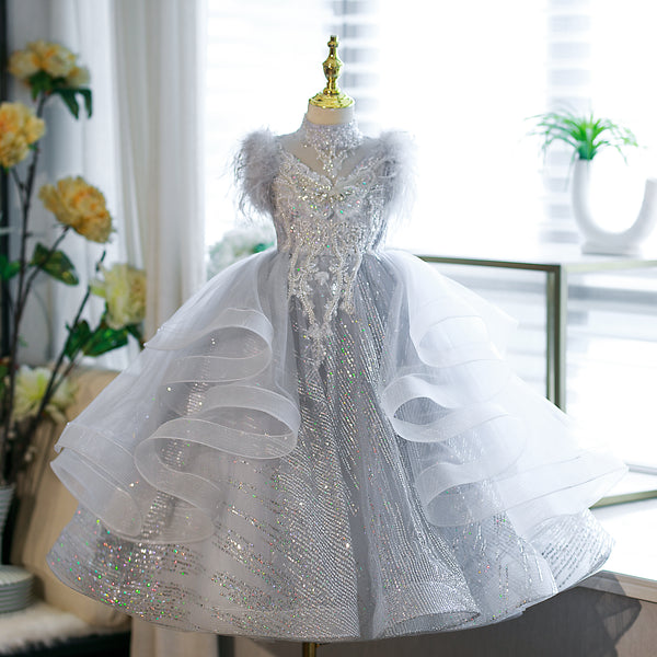 Short Sleeves Floor-length Girl Birthday Dress