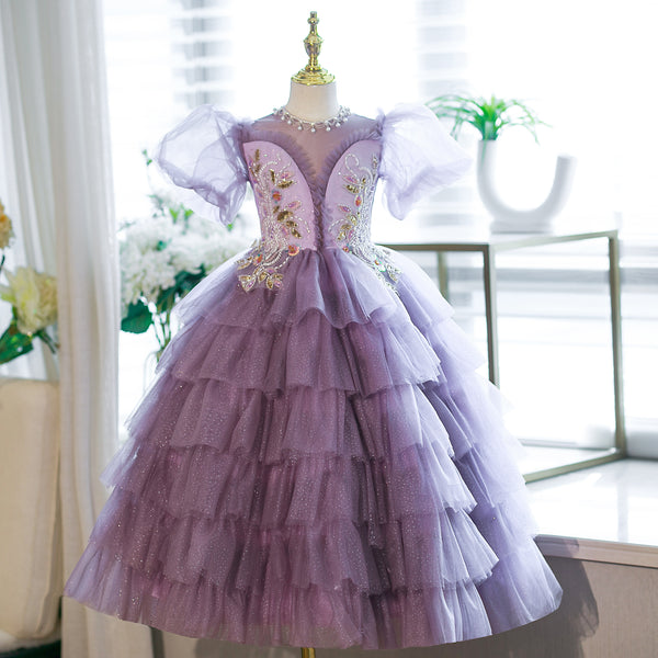 Short Sleeves Floor-length Girl Birthday Dress