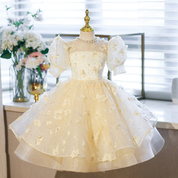 Short Sleeves Floor-length Girl Birthday Dress