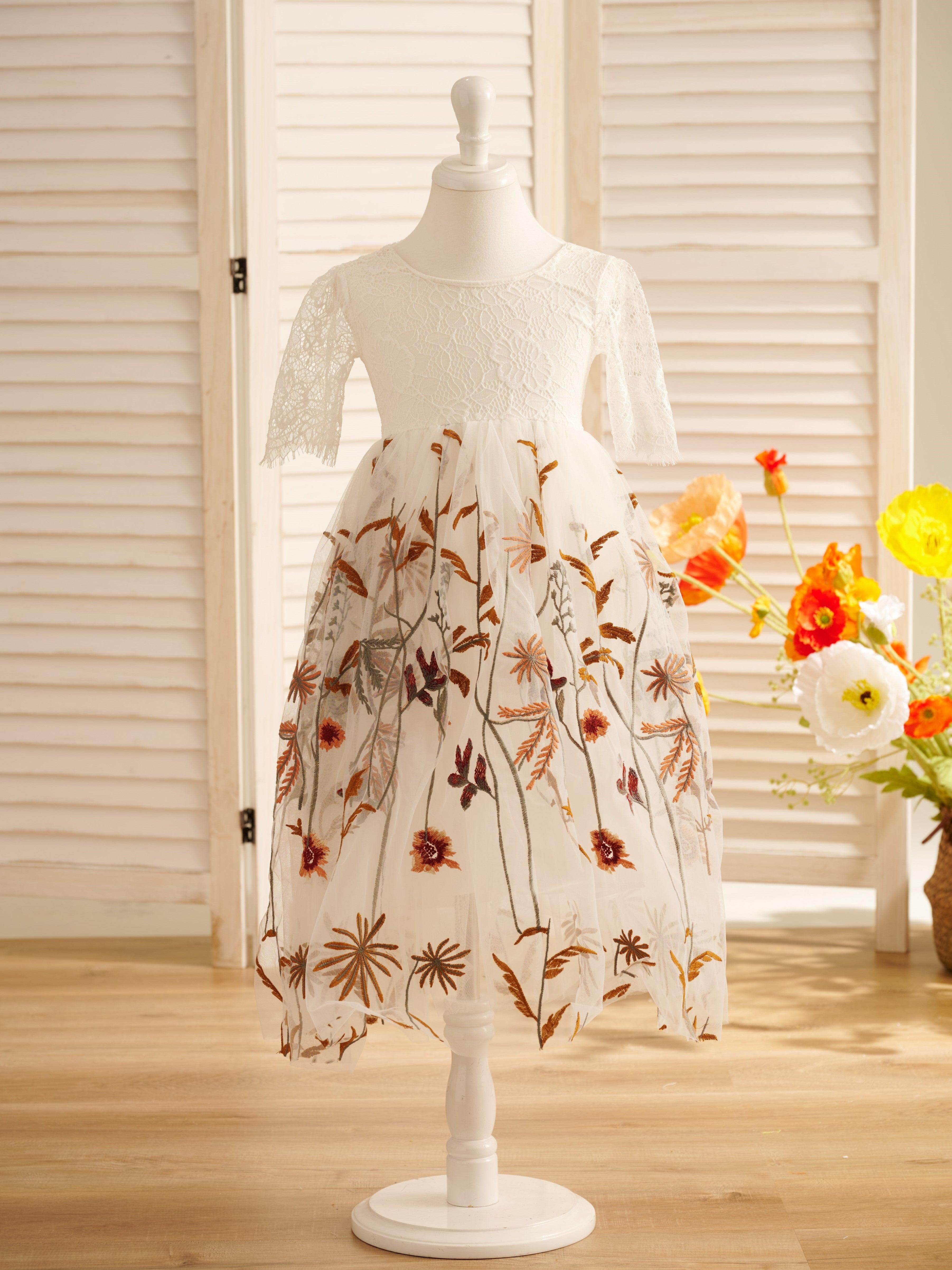 LalaMira Boho Flower Girl Dresses Soft Lace & Earthy Hues LalaMira Boho Flower Girl Dresses Soft Lace & Earthy Hues