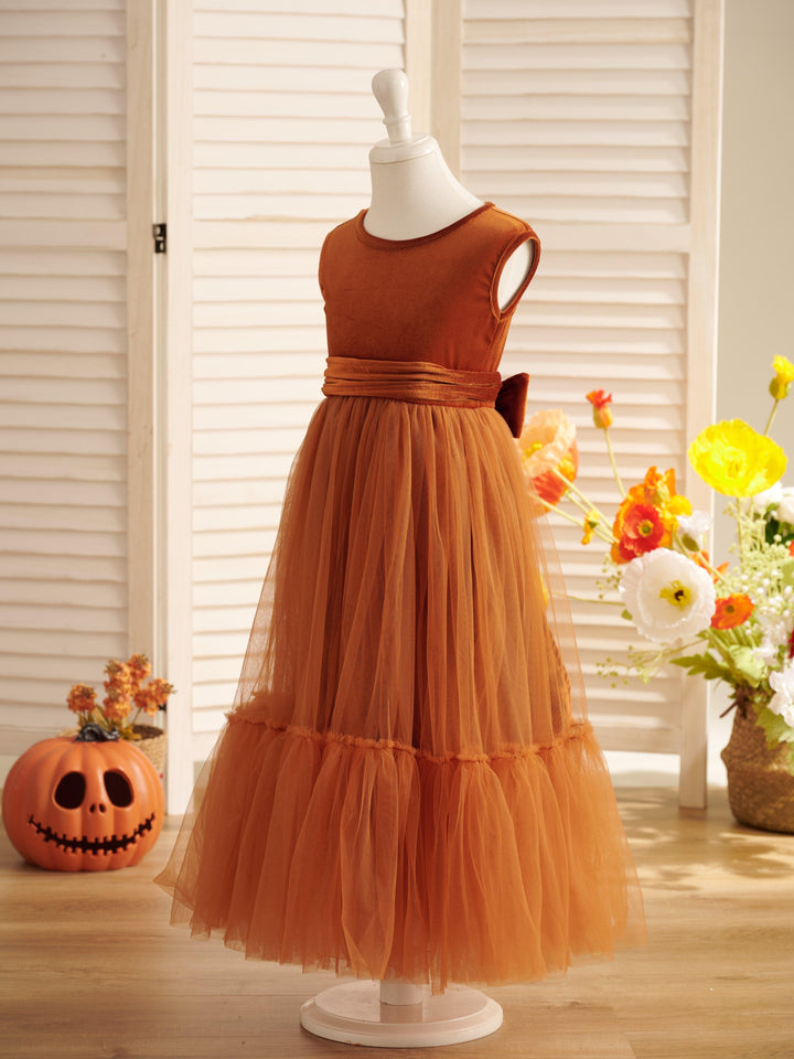 LalaMira Elegant Sage Green Velvet and Tulle A-Line Dress for Weddings & Holidays - Tiered Ruffle Skirt Sage Green / 5T LalaMira Elegant Sage Green Velvet and Tulle A-Line Dress for Weddings & Holidays - Tiered Ruffle Skirt Sage Green / 5T