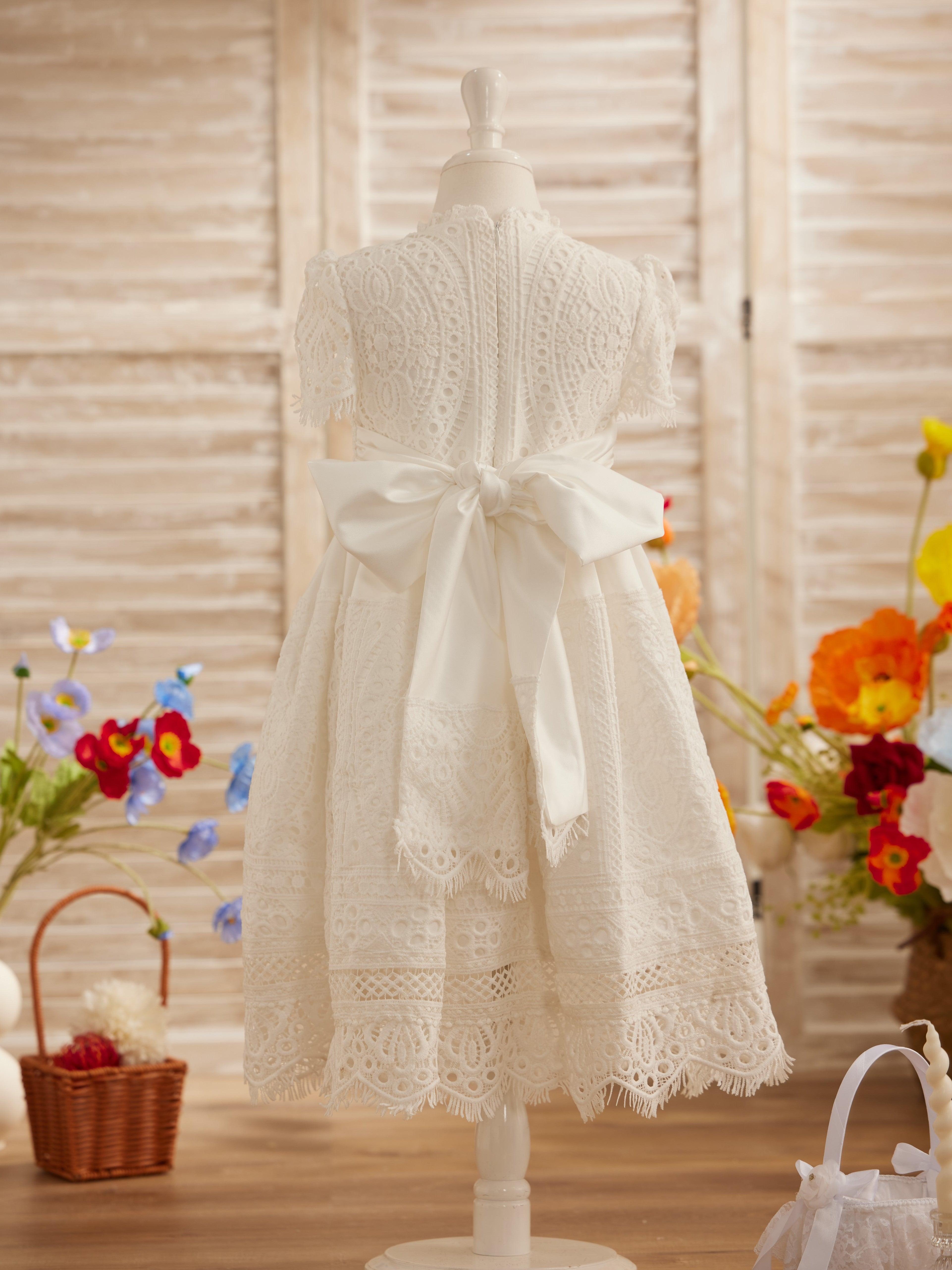 LaLaMira The Ursula Vintage Lace Junior Bridesmaid Dress