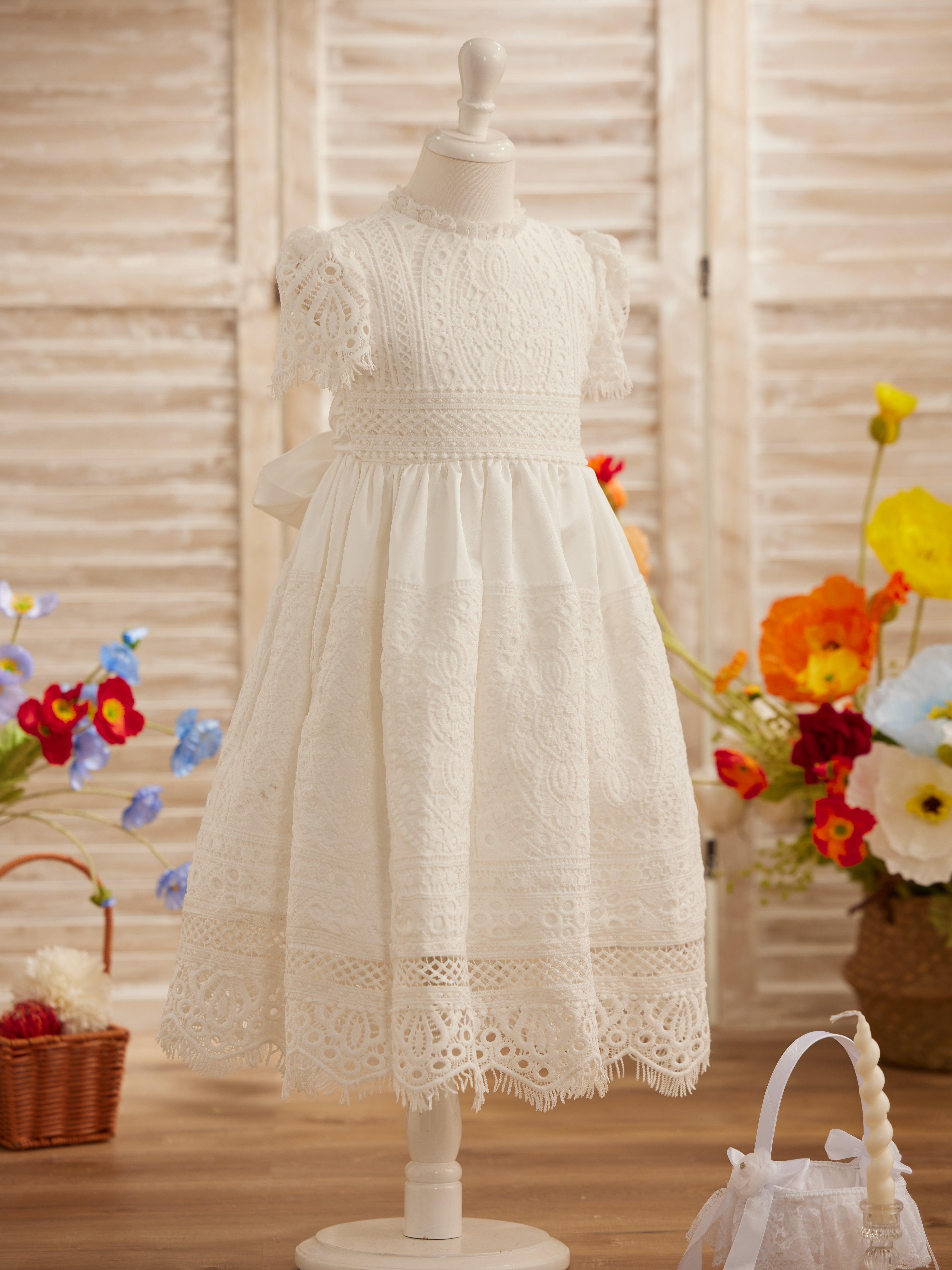 LaLaMira The Ursula Vintage Lace Junior Bridesmaid Dress