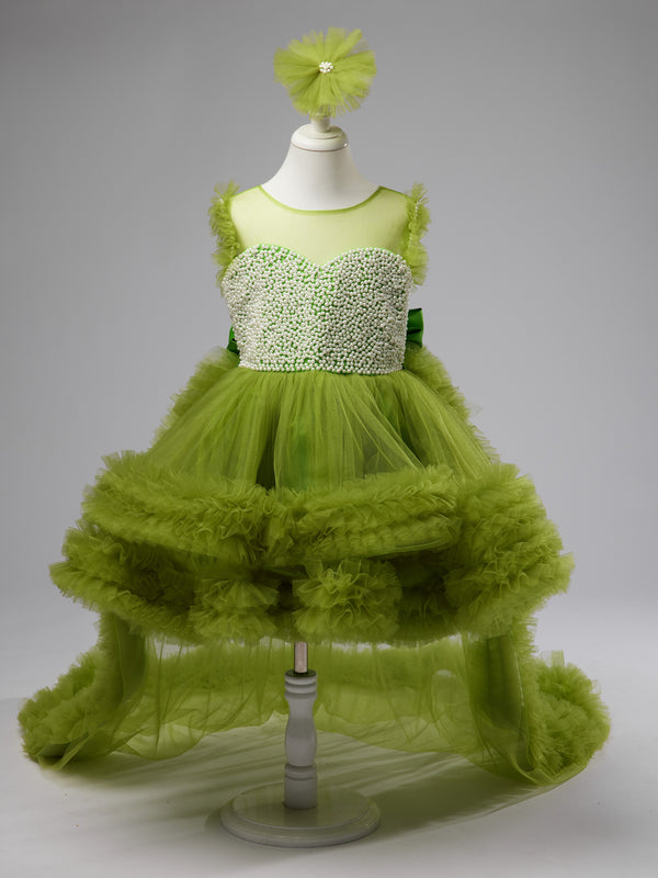 Ball-Gown/Princess Tulle Asymmetrical Green Dress (2003227932)