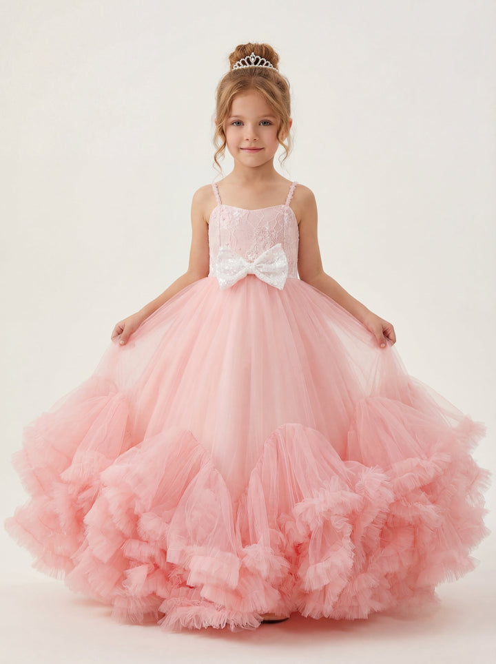 LalaMira The Arabella Pink Ruffled Tulle Flower Girl Dress | Luxury Pageant Gown Dusty Rose / 11y LalaMira The Arabella Pink Ruffled Tulle Flower Girl Dress | Luxury Pageant Gown Dusty Rose / 11y