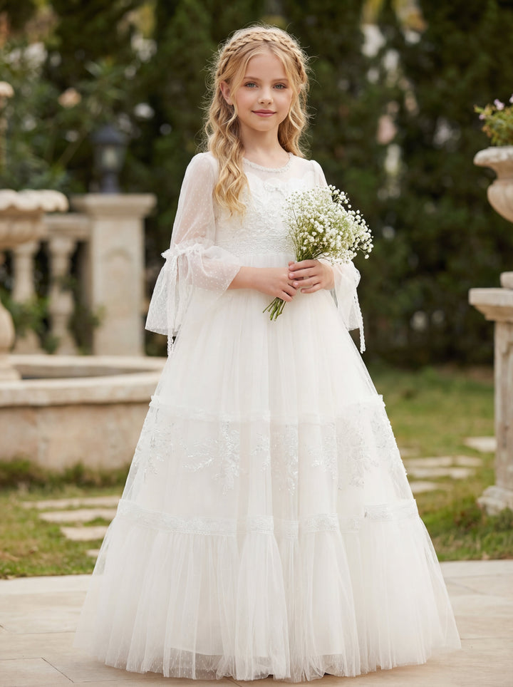 LalaMira The Aster Vintage Lace Floor-Length Gown | Girls 8-11 Years Ivory / 9y LalaMira The Aster Vintage Lace Floor-Length Gown | Girls 8-11 Years Ivory / 9y