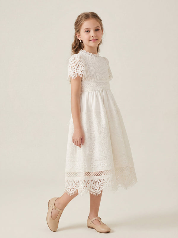 blue dress for baby girl Elegant Girls' Satin First Communion Dress w/ Crystal Organza Skirt –  Malcolm Royce main image 1