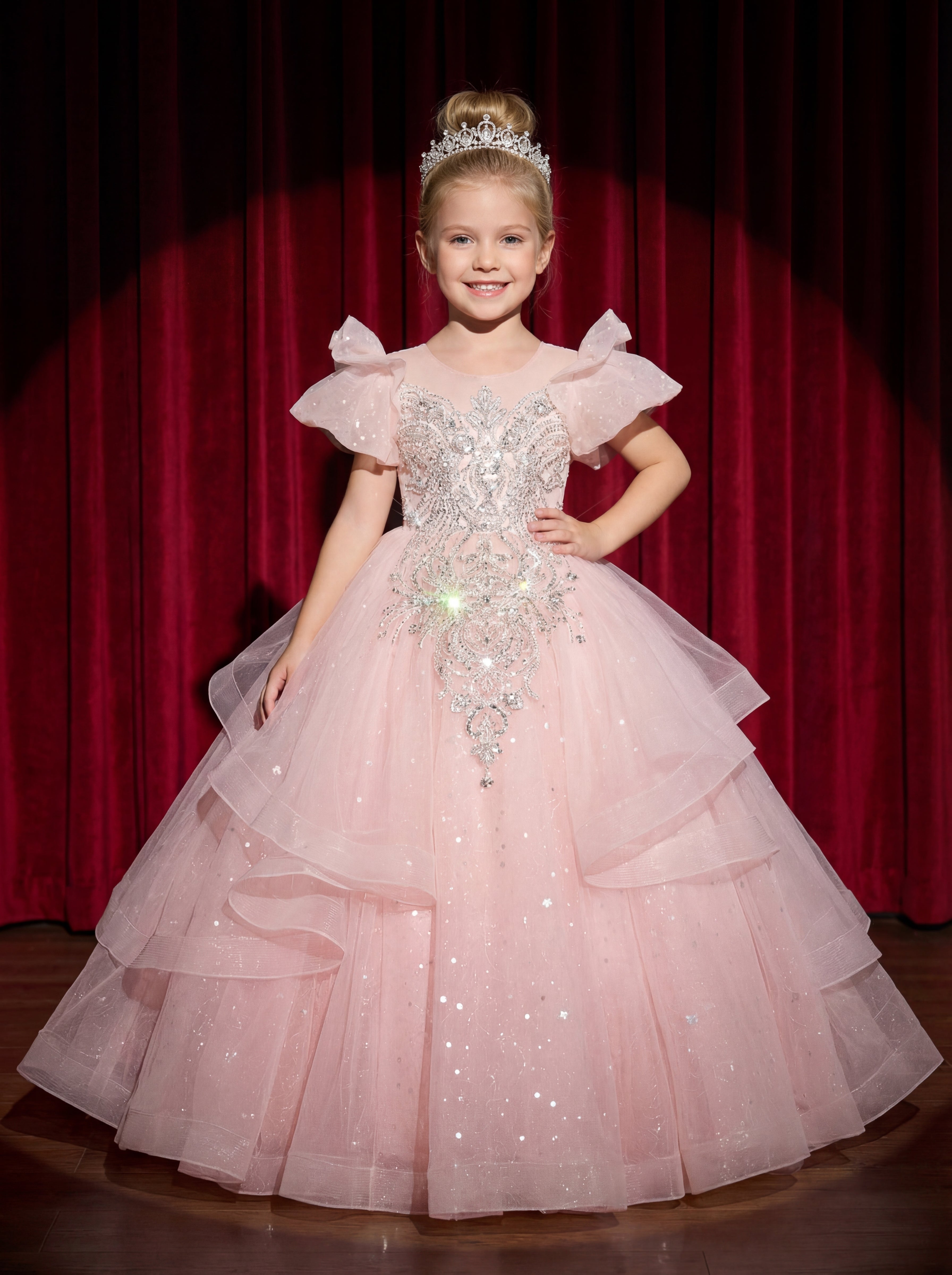 lalamira evening dresses LaLaMira The Cinderella Blue Iridescent Pageant Dress & Flower Girl Ballgown Blue / 10Y