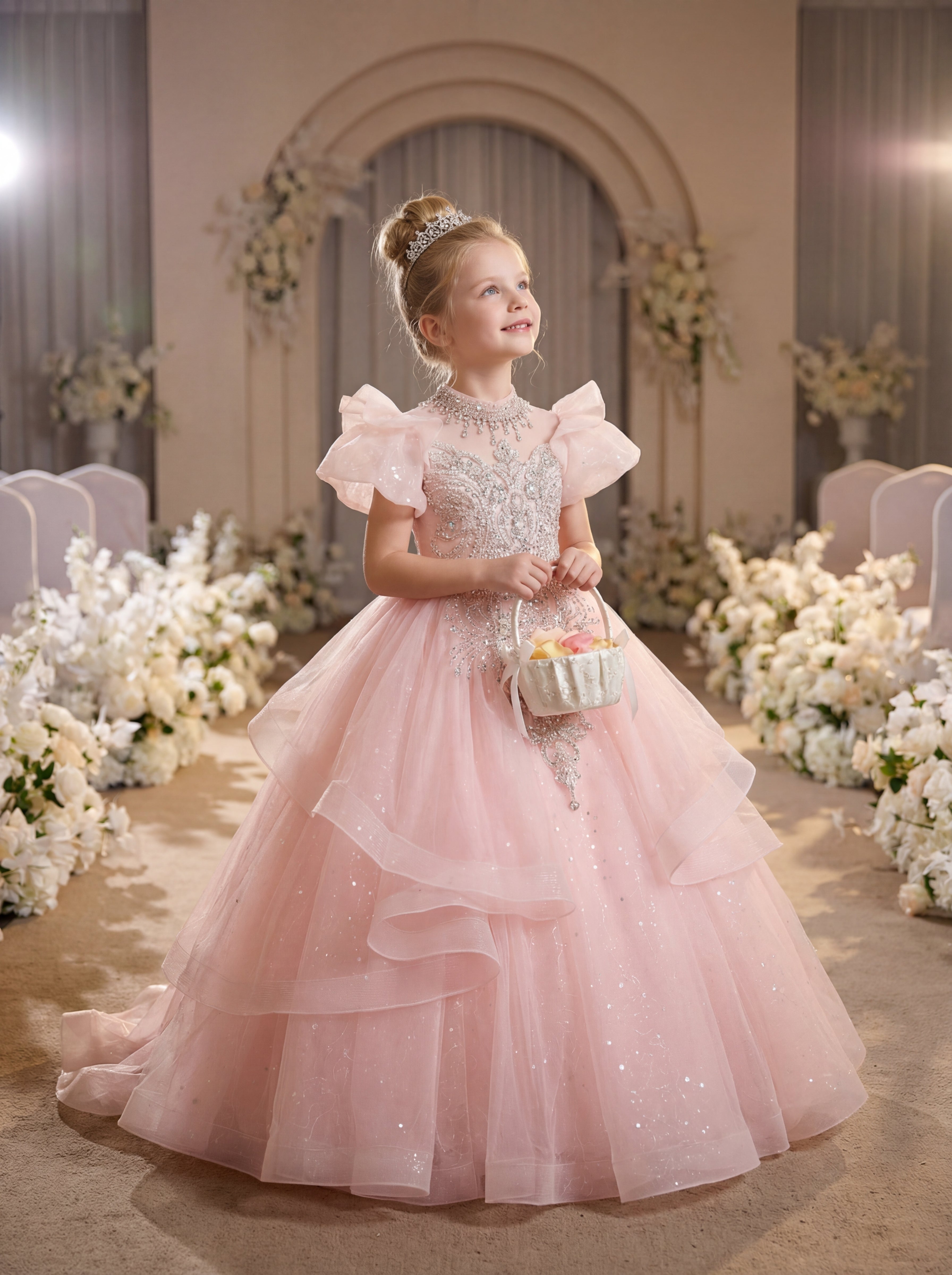 Ball Gowns Hot Pink Flower Girl Dresses Hot Pink 3D Flower Spaghetti Straps Corset Back Wedding Ball Gowns Hot Pink Flower Girl Dresses Hot Pink 3D Flower Spaghetti Straps Corset Back Wedding