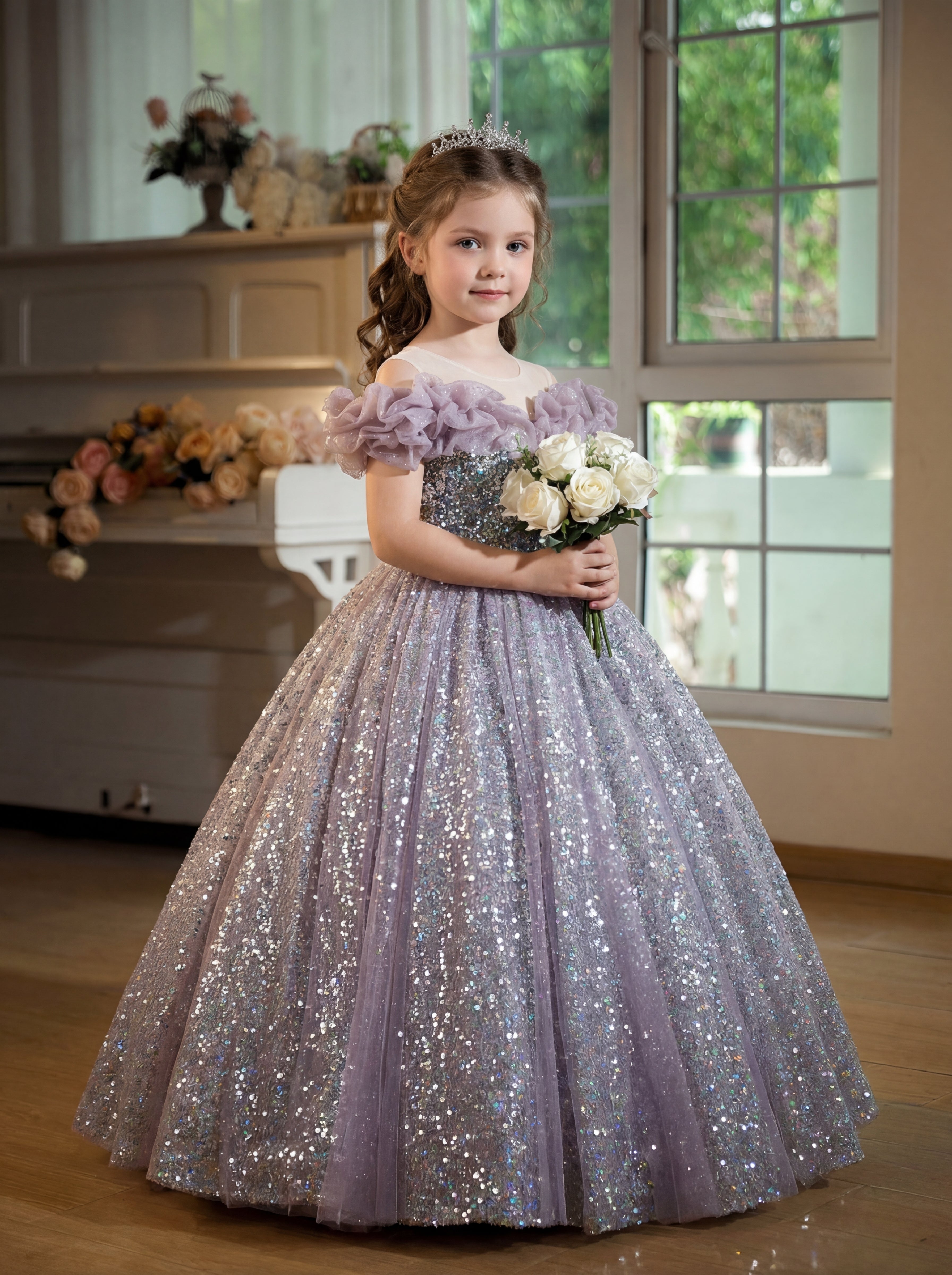 LalaMira The Thalia Lavender Sequin Ball Gown