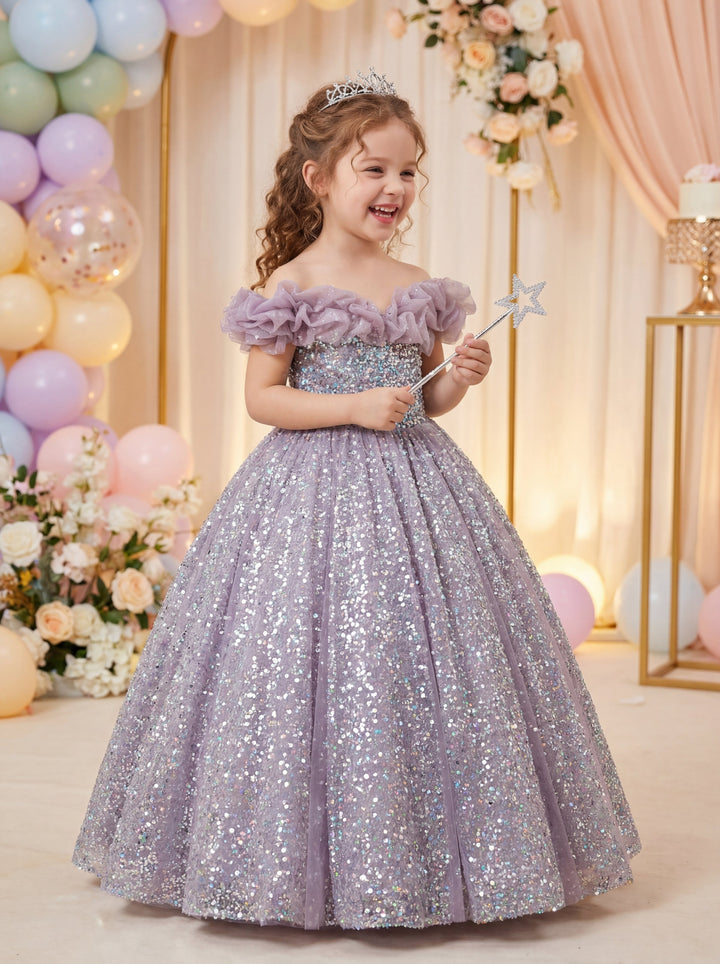 luxury purple dress LalaMira The Thalia Lavender Sequin Ball Gown
