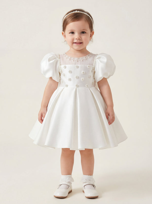 white first birthday dress Ivory baby girl dress for first birthday party, infant satin dress, Ivory baby outfit formal clothes, beautiful dresses for babies princess