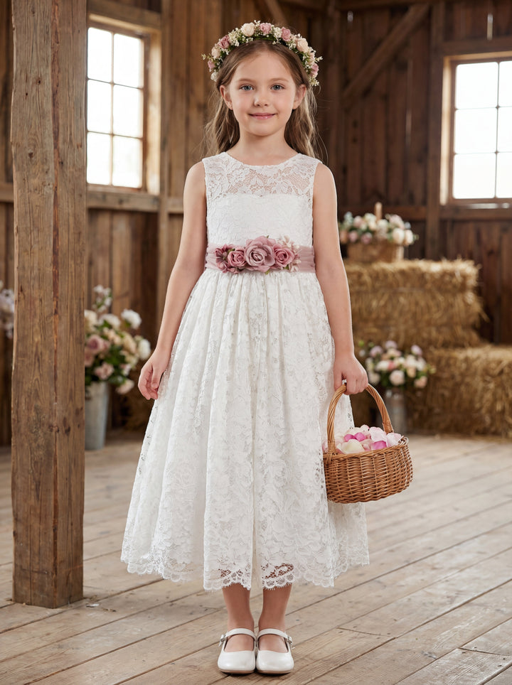 Lace Old Rose Flower Girl Dress Sia Pink Lace Maxi Dress For Weddings