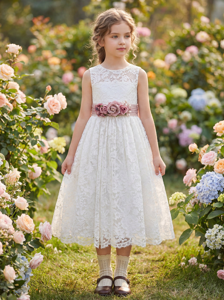 LalaMira The Azalea Lace Flower Girl Dress