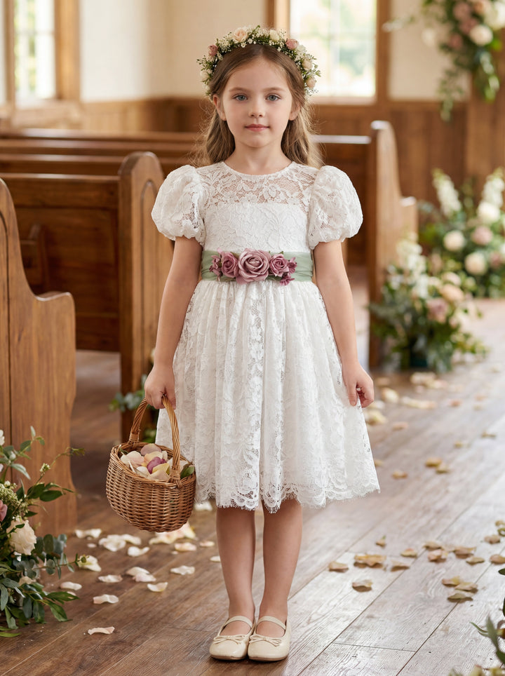 LalaMira The Rosalie Lace Flower Girl Dress