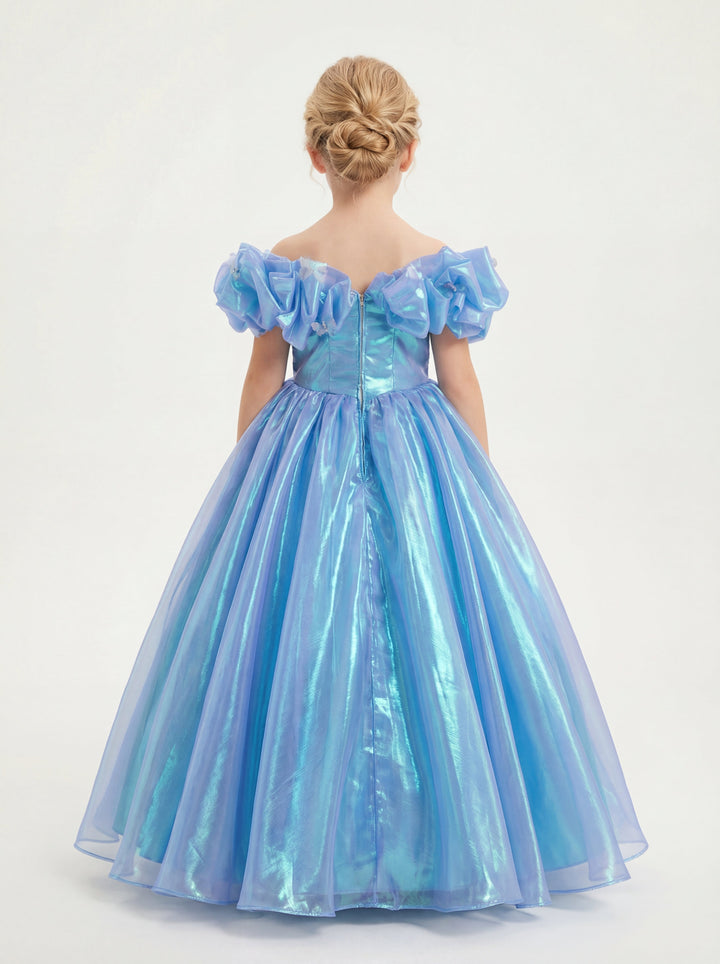 LalaMira The Cinderella Blue Iridescent Pageant Dress & Flower Girl Ballgown Blue / 9Y LalaMira The Cinderella Blue Iridescent Pageant Dress & Flower Girl Ballgown Blue / 9Y