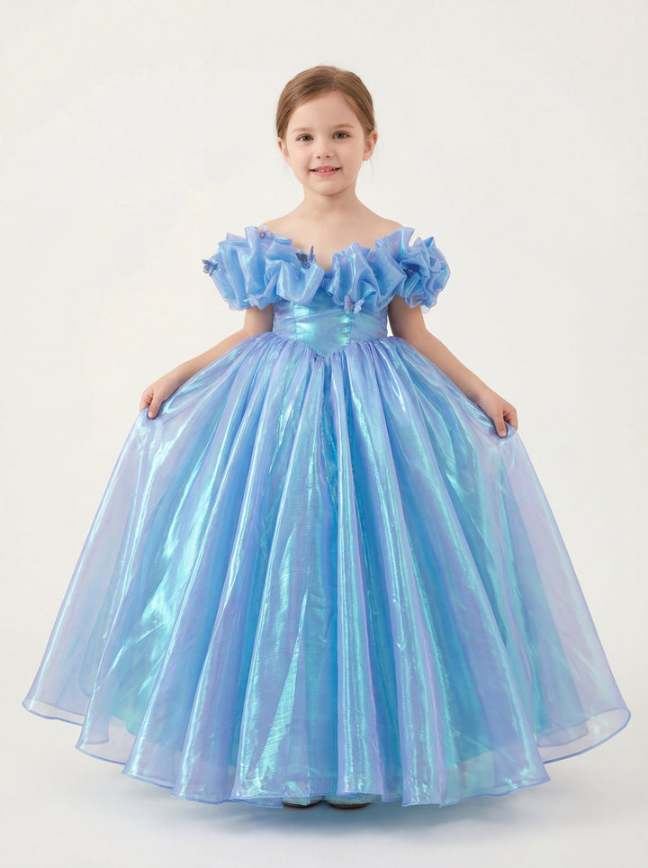 LalaMira The Cinderella Blue Iridescent Pageant Dress & Flower Girl Ballgown Blue / 9Y LalaMira The Cinderella Blue Iridescent Pageant Dress & Flower Girl Ballgown Blue / 9Y