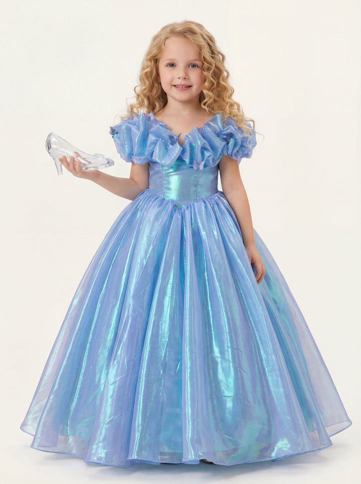 The Cinderella Blue Iridescent Pageant Dress & Flower Girl Ballgown –  LalaMira