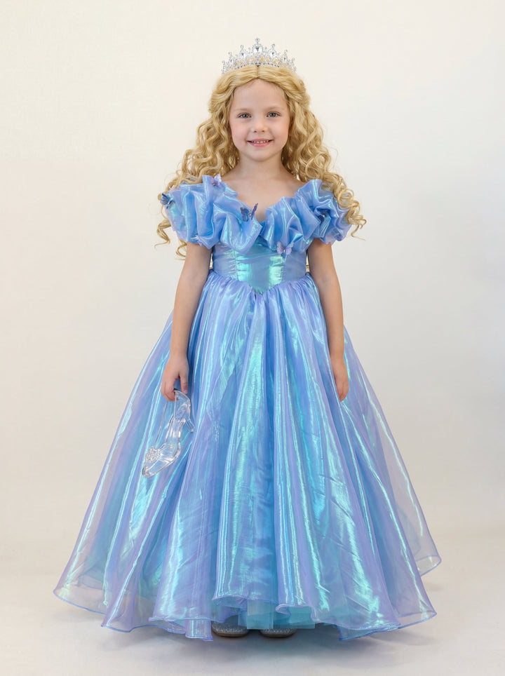 LalaMira The Cinderella Blue Iridescent Pageant Dress & Flower Girl Ballgown Blue / 9Y