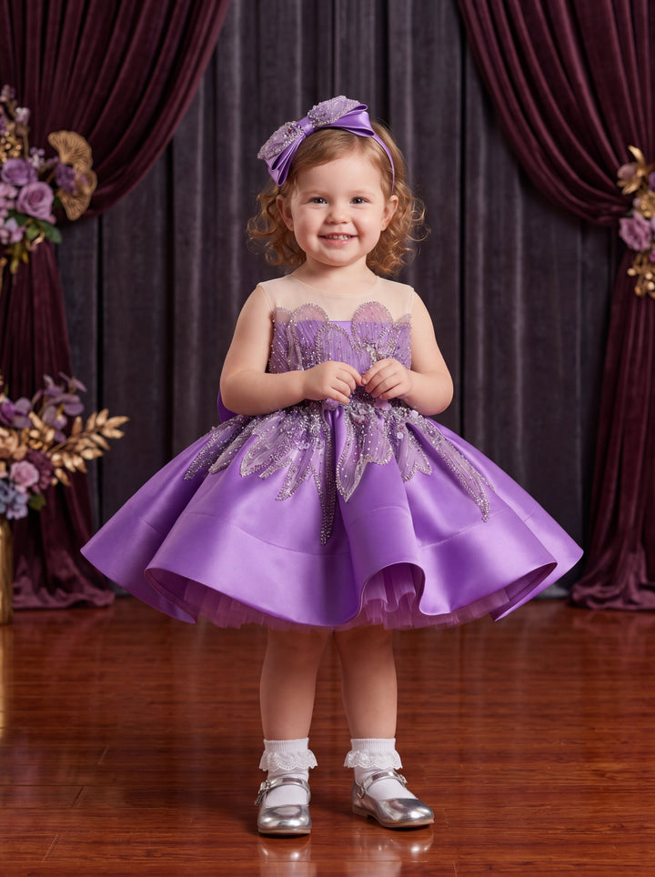 purple pink color dress Long Purple Print Prom Dress: Andrea & Leo A1286 Lavender / 2