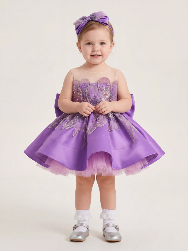 june birthday dress LaLaMira The June - The Violetta Purple Sequin Girls Party Dress