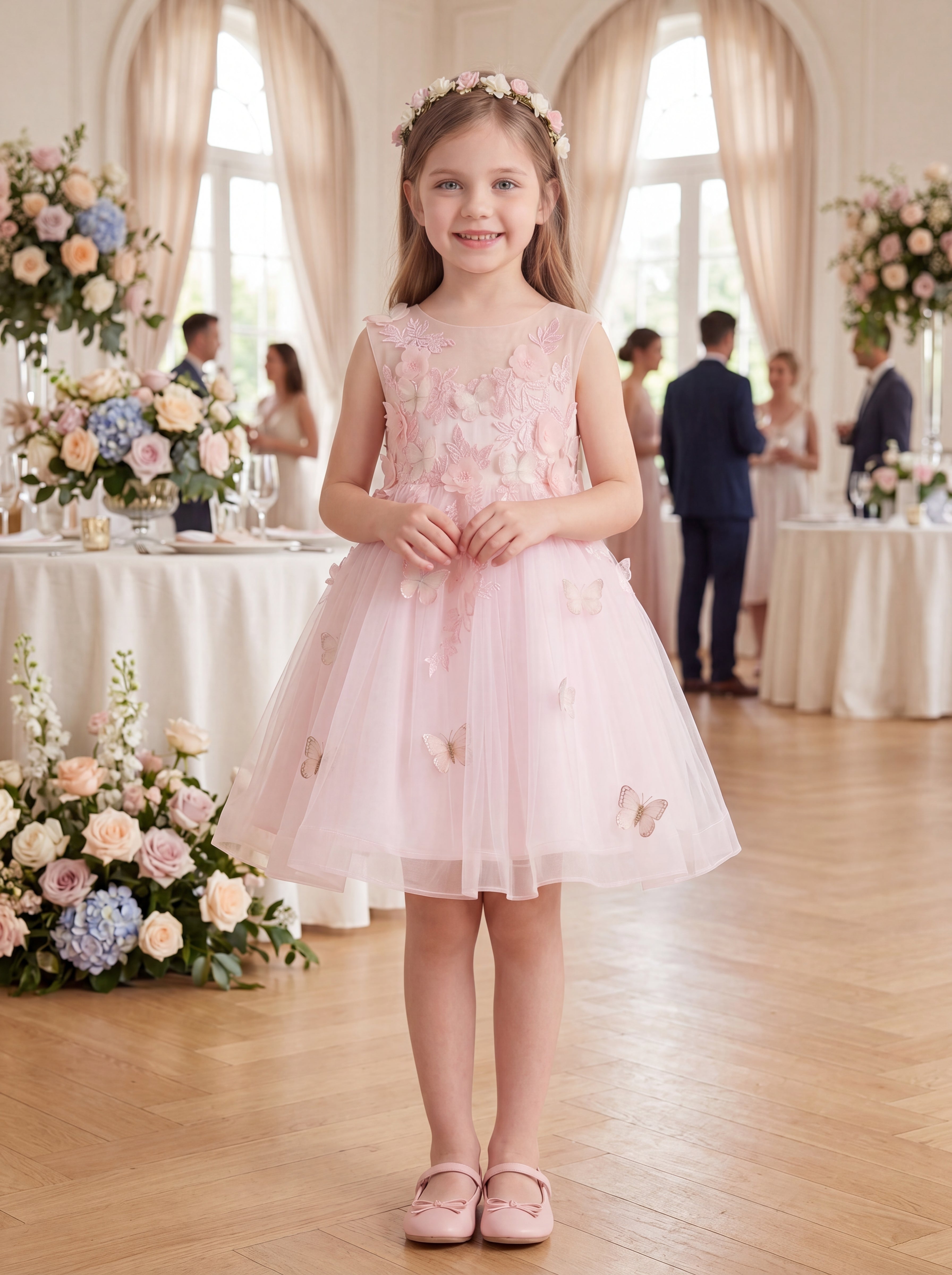 Pink Fairycore Floral Tulle Dress | Flower Girl & Party – LalaMira