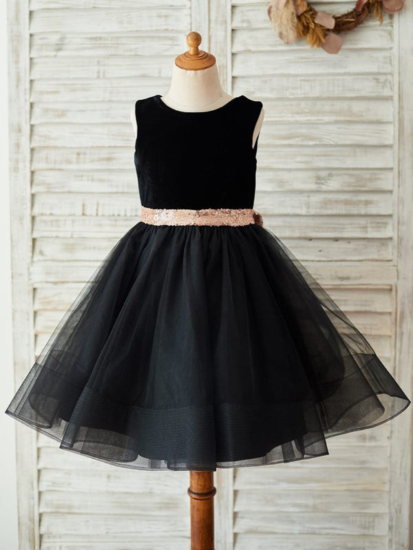 Tulle Knee-length Black Dress (2003227625)