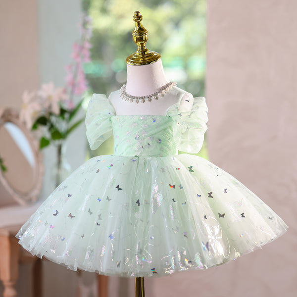 Tulle Sleeveless Knee Length Baby Girl Dress