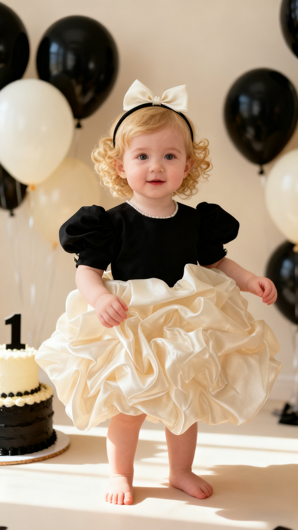 Velvet Short Sleeves Knee Length Baby Girl Dress