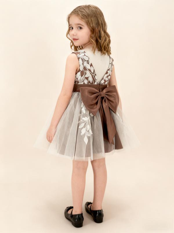 Tulle Sleeveless Knee Length Flower Girl Dress