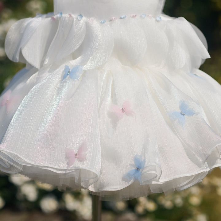 organza tutu dress LaLaMira The Yasmin 1 - Luxury White Butterfly Girl Dress