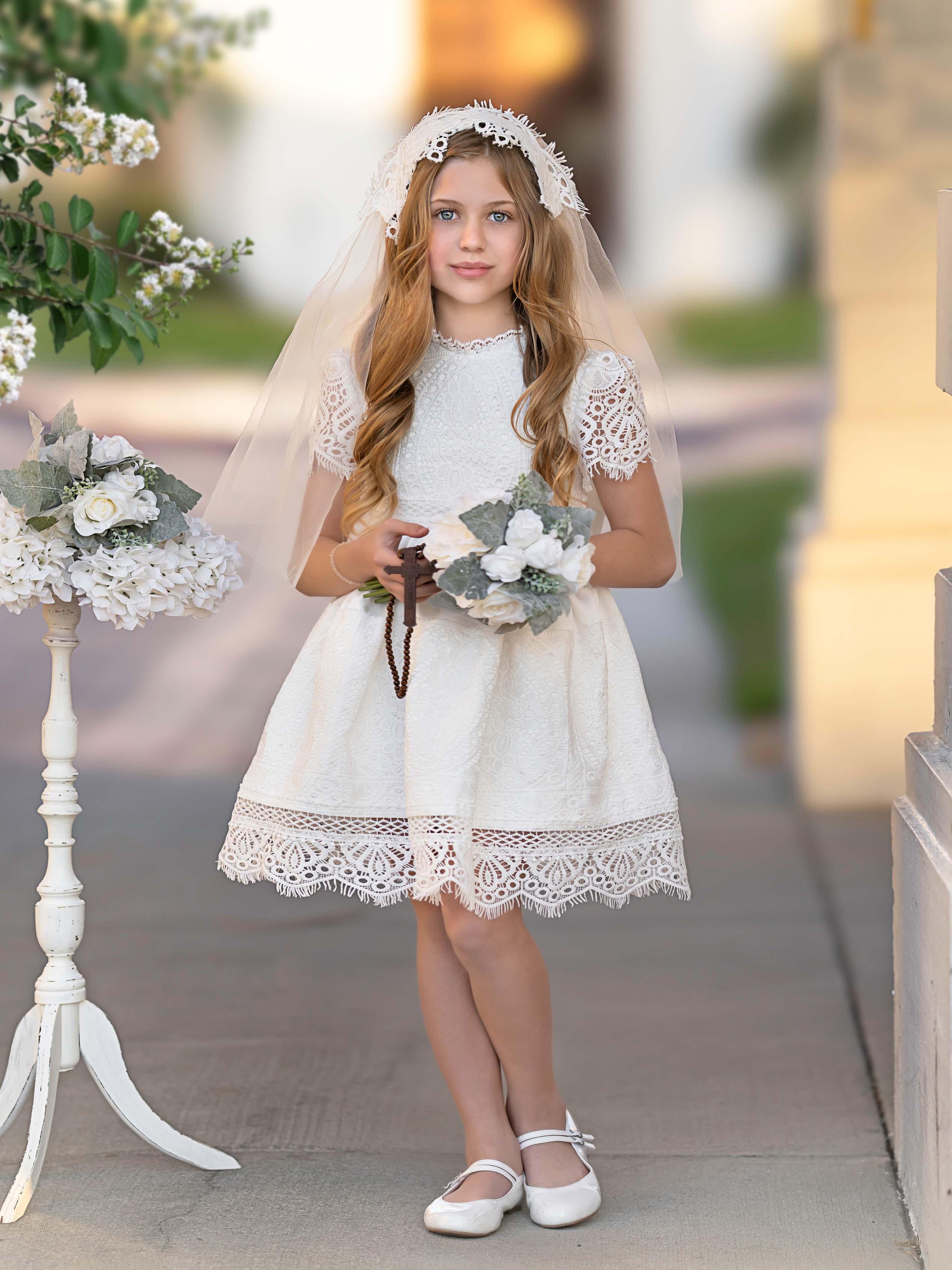 Satin Flower Girl Dress Ball Gown Tea Length Princess Pageant Dresses With Bow First Communion Dress - Product Details