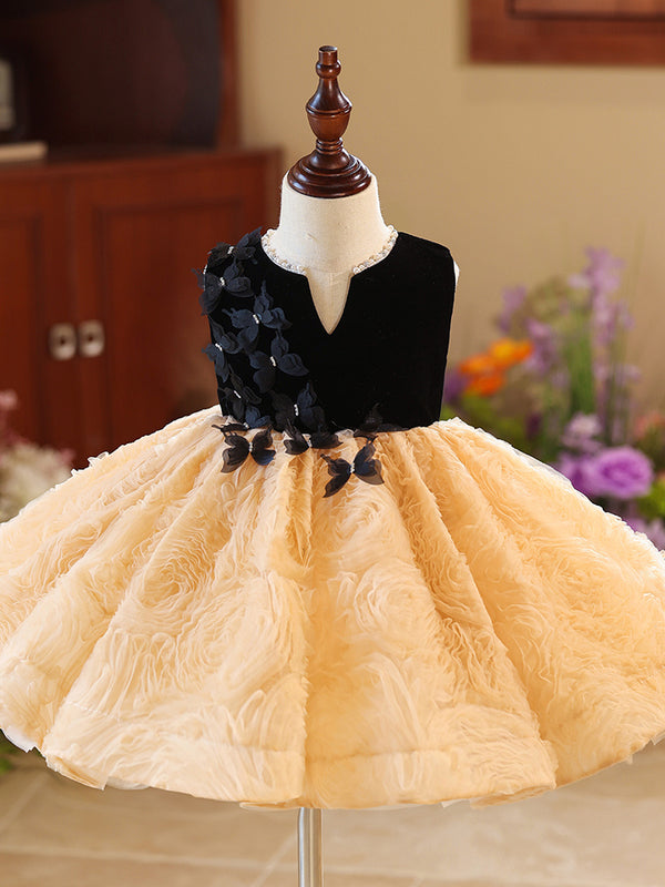 Tulle Sleeveless Knee Length Baby Girl Dress