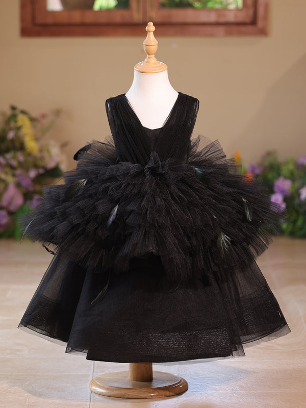 Tulle Sleeveless Ankle Length First Birthday Dress