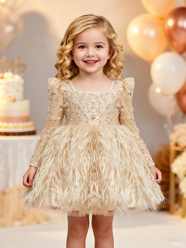 Long Sleeves Knee-length Toddler Birthday Dress