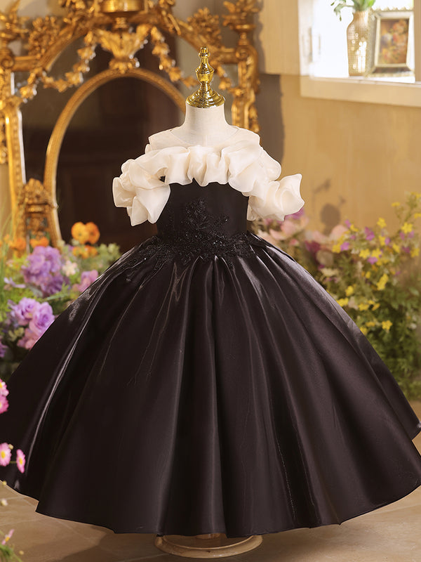 Satin Sleeveless Floor Length Girl Birthday Pageant Dress