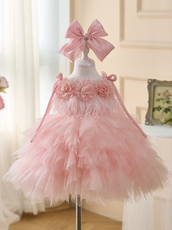 Knee-Length Sleeveless Baby Girl Birthday Dress