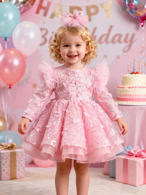 Long Sleeves Knee-length Girl Birthday Dress