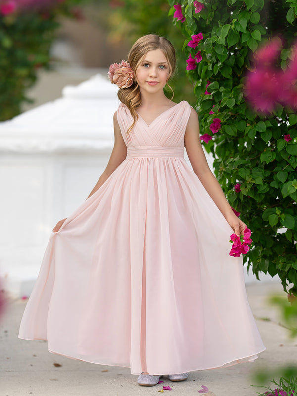 Sleeveless Floor-length Chiffon Junior Bridesmaid Dress