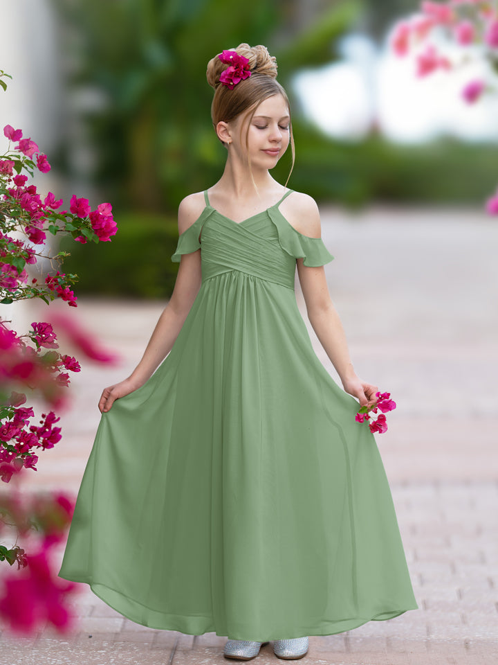 LaLaMira Sleeveless Floor-length Chiffon Junior Bridesmaid Dress 228560 Black / J10