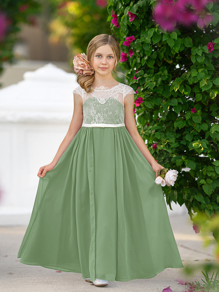 Sleeveless Floor-length Chiffon Junior Bridesmaid Dress 228556 – LalaMira