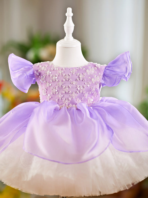 Knee-Length Long sleeves Baby Girl Birthday Dress
